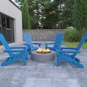 Flash Furniture Blue All-Weather Folding Adirondack Chairs, PK 4 4-JJ-C14505-BLU-GG